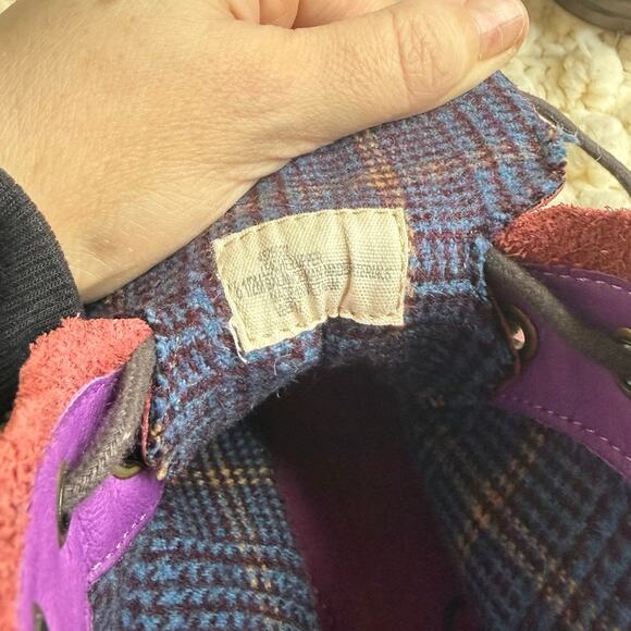 BIONICA Boots Women's 8.5 Flannel Leather Lace Up Oxblood Funky Unique - Picture 11 of 15